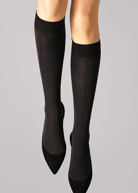 Knee Highs-Wolford Merino Knee Highs Black