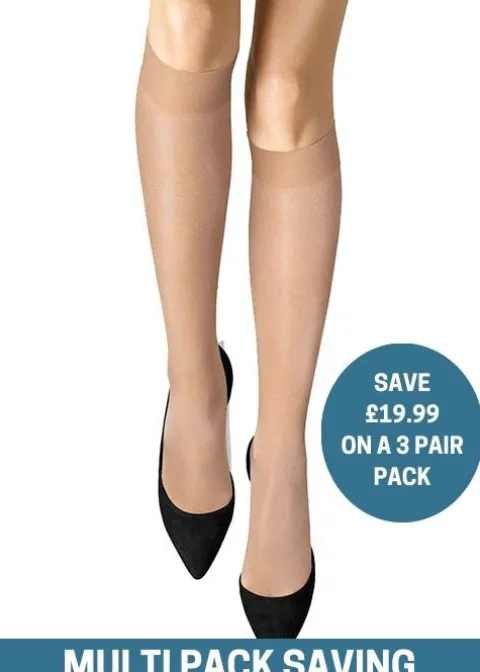 Knee Highs-Wolford Satin Touch 20 Knee Highs 3 For 2 Pack